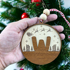 İskandinav Tarzı W Harfi Yılbaşı Ağaç Süsü, Kişiye Özel Minimalist Noel Baba Desenli Çam Ağacı Süsü