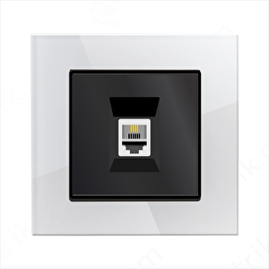 Prime Elements Akrilik Cam Nümeris Telefon Prizi / 1*rj11-623 Kablolu 4 Kontaklı / Beyaz-siyah
