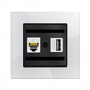 Prime Elements Akrilik Cam Data+usb Data Prizi / Siyah-siyah