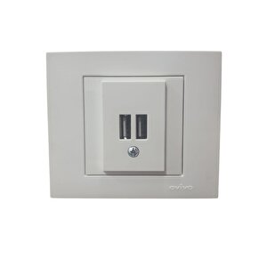 Grano Beyaz 2x Usb Şarj Prizi Çerçeve Dahil