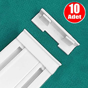 2'li Korniş Kapağı Geçmeli Ray Perde Son Kilidi - 10'lu Paket