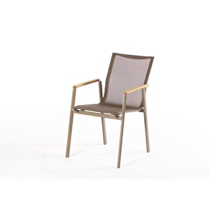 Next Alüminyum  Bahçe Balkon Sandalyesi  Set (4 Adet) Cappuci̇no
