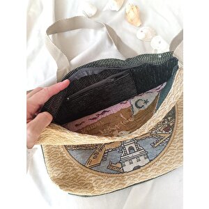 Çanta Bez Çanta Plaj Omuz Çantası Pazar Market Çantası Fermuarlı Çanta
