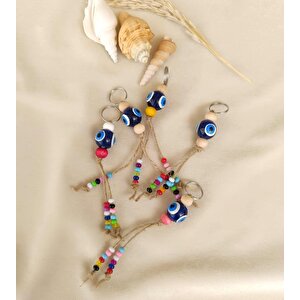 Nazar Boncuk Anahtarlık 5 Adet Kötü Göz Kovucu Hand Made Nazarlı Araba Süsü