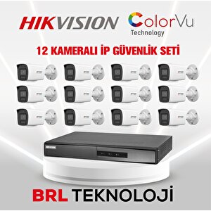 Hikvision 12 Kameralı 4 Mp Colorvu İp Güvenlik Kamera Seti Ds-2cd1047g2h-liuf (dahili Mikrofonlu)