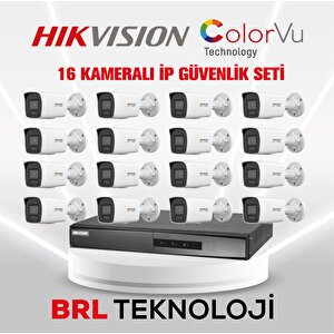 Hikvision 16 Kameralı 4 Mp Colorvu İp Güvenlik Kamera Seti Ds-2cd1047g2h-liuf (dahili Mikrofonlu)
