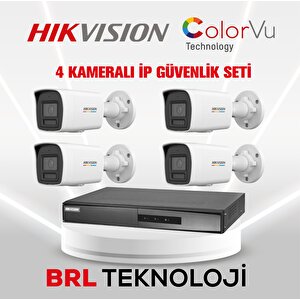 Hikvision 4 Kameralı 4 Mp Colorvu İp Güvenlik Kamera Seti Ds-2cd1047g2h-liuf (dahili Mikrofonlu)
