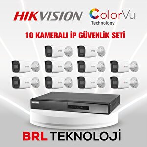 Hikvision 10 Kameralı 4 Mp Colorvu İp Güvenlik Kamera Seti Ds-2cd1047g2h-liuf (dahili Mikrofonlu)