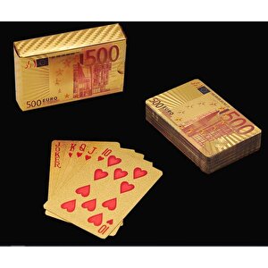 İskambil Kağıdı Euro Baskılı Altın Renk Plastik Parlak Su Geçirmez Poker Oyun Kartı