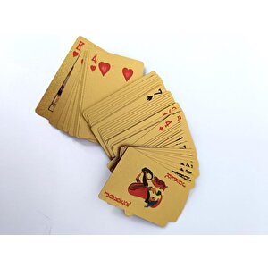 İskambil Kağıdı Sterlin Baskılı Altın Renk Plastik Parlak Su Geçirmez Poker Oyun Kartı
