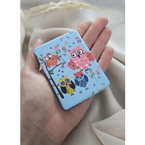 Ayna Cep Aynası Baykuş Model Makyaj Çanta Seyahat Taşınabilir El Aynası