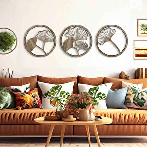Ent Wood Art Ahşap Duvar Tablosu, 3 Parça Ahşap Modern Duvar Dekoru, Yaprak Desen Duvar Paneli, Mostar