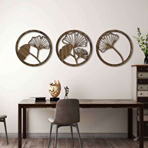 Ent Wood Art Ahşap Duvar Tablosu, 3 Parça Ahşap Modern Duvar Dekoru, Yaprak Desen Duvar Paneli, Akasya
