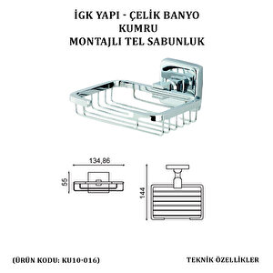 İgk Yapi - Çeli̇k Banyo Kumru Montajli Tel Sabunluk Kare (ku10-016)