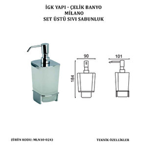 İgk Yapi - Çeli̇k Banyo Mi̇lano Set Üstü Sivi Sabunluk (mln10-024)