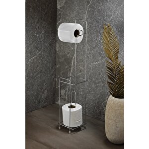 Ayaklı Wc Kağıtlı Tuvalet Kagıtlığı Krom Kaplama Yedek Kağıt Hazneli         Raf : 403 - C