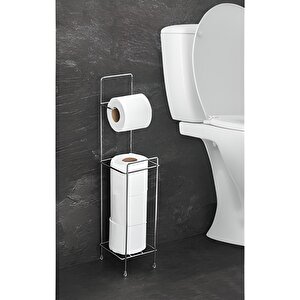 Ayaklı Wc Kağıtlı Tuvalet Kagıtlığı Krom Kaplama Yedek Kağıt Hazneli         Raf : 403 - C