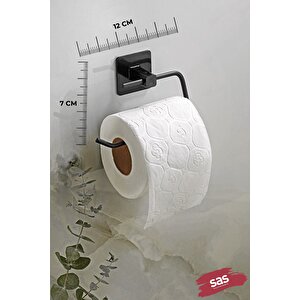 Kare Yapışkanlı Açık Tuvalet Kağıtlığı Wc Kağıtlık Tutucu Siyah Ks-001