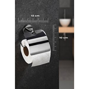 Yapışkanlı Tuvalet Kağıtlığı Wc Kağıtlık Tuvalet Kağıdı Askısı Geniş Kapak Krom S-109  Kasa - 16