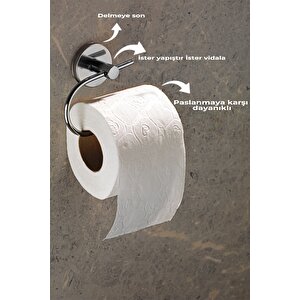 Yapışkanlı Tuvalet Kağıtlığı Wc Kağıtlık Tuvalet Kağıdı Askısı Krom S-107   Kasa - 15