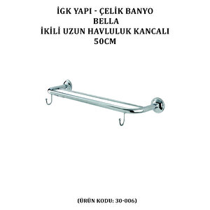 İgk Yapi - Çeli̇k Banyo Bella İki̇li̇ Uzun Havluluk Kancali 50cm (30-006)
