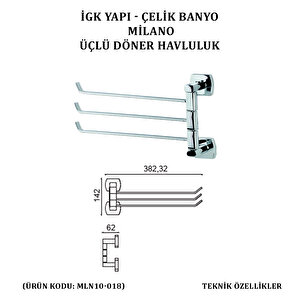 İgk Yapi - Çeli̇k Banyo Mi̇lano Üçlü Döner Havluluk (mln10-018)