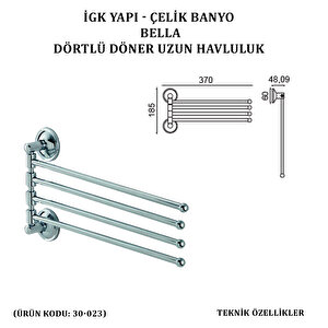 İgk Yapi - Çeli̇k Banyo Bella Mi̇moza Dörtlü Döner Havluluk  (30-023)