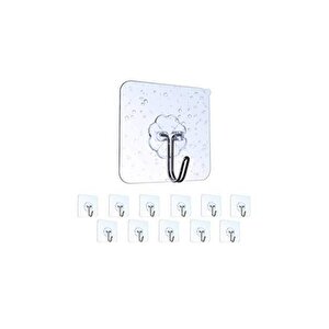 Askı Askılık 10 Adet Güçlü Şeffaf Duvar Askısı Askılığı Yapışkan Vantuz Kanca Mutfak Banyo Aksesuar Sticker