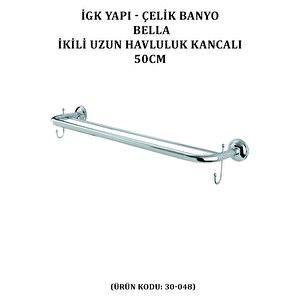 İgk Yapi - Çeli̇k Banyo Bella İki̇li̇ Uzun Kancali Havluluk 50cm (30-048)