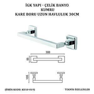 İgk Yapi - Çeli̇k Banyo Kumru Kare Boru Uzun Havluluk 30cm (ku10-019)
