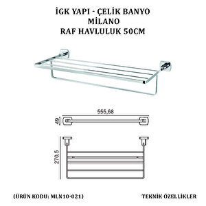 İgk Yapi - Çeli̇k Banyo Mi̇lano Raf Havluluk 50cm (mln10-021)