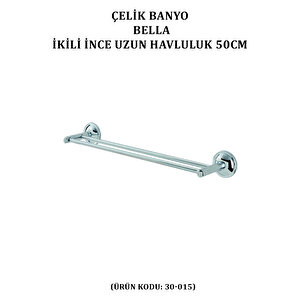 İgk Yapi - Çeli̇k Banyo Bella İki̇li̇ İnce Uzun Havluluk 50cm (30-015)