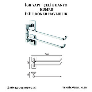 İgk Yapi - Çeli̇k Banyo Kumru İki̇li̇ Döner Havluluk (ku10-014)