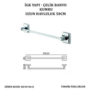 İgk Yapi - Çeli̇k Banyo Kumru Uzun Havluluk 50cm (ku10-061)