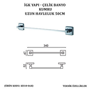 İgk Yapi - Çeli̇k Banyo Kumru Uzun Havluluk 50cm (ku10-068)