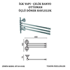 İgk Yapi - Çeli̇k Banyo Ottoman Üçlü Döner Havluluk (ot10-018)
