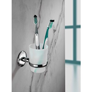 Krom Kaplama Diş Fırçalık Mat Plastik Hazneli S-104 Duvara Monte