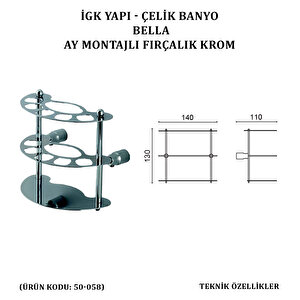 İgk Yapi - Çeli̇k Banyo Bella Ay Montajli Di̇ş Firçalik Krom(50-058)
