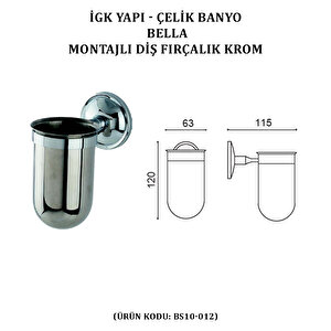 İgk Yapi - Çeli̇k Banyo Bella Montajli Di̇ş Firçalik Krom (bs10-012)