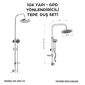 İgk Yapi - Gpd Dst23 Yönlendi̇ri̇ci̇li̇ Tepe Duş Seti̇ (5 Fonksi̇yonlu El Duşu +ø250)