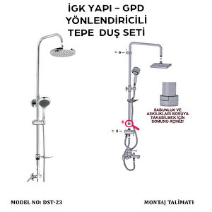 İgk Yapi - Gpd Dst23 Yönlendi̇ri̇ci̇li̇ Tepe Duş Seti̇ (5 Fonksi̇yonlu El Duşu +ø250)
