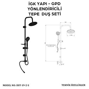 İgk Yapi - Gpd Dst192s Yönlendi̇ri̇ci̇li̇ Duş Seti̇ (3 Fonksi̇yonlu El Duşu + Ø200)