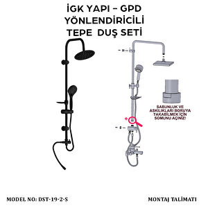 İgk Yapi - Gpd Dst192s Yönlendi̇ri̇ci̇li̇ Duş Seti̇ (3 Fonksi̇yonlu El Duşu + Ø200)