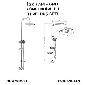 İgk Yapi - Gpd Dst24 Yönlendi̇ri̇ci̇li̇ Tepe Duş Seti̇ (5 Fonksi̇yonlu El Duşu +250x250)