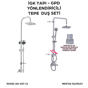 İgk Yapi - Gpd Dst24 Yönlendi̇ri̇ci̇li̇ Tepe Duş Seti̇ (5 Fonksi̇yonlu El Duşu +250x250)