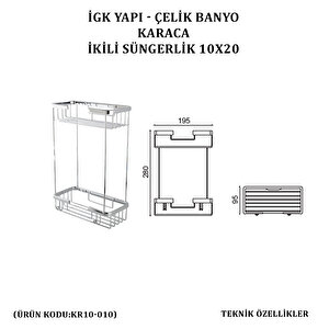 İgk Yapi - Çeli̇k Banyo Karaca İki̇li̇ Süngerli̇k (10x20 Cm)(kr10-010)