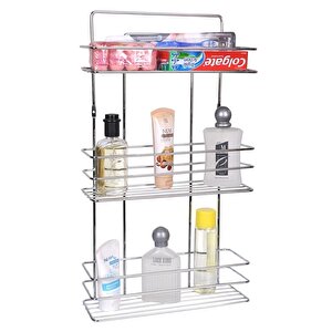 Banyo Aksesuar Seti 4 Lü Krom , Paslanmaz Düz Duş Rafı Şampuanlık Krom Tş-03