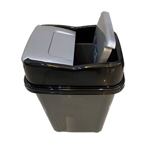 Pratik Kapak Banyo Mutfak Girdap Çöp Kovası Gri 10 Litre