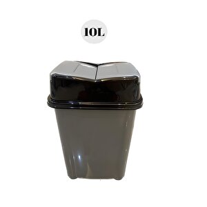 Pratik Kapak Banyo Mutfak Girdap Çöp Kovası Gri 10 Litre