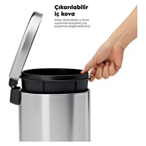 Pedallı Çöp Kovası Tuvalet Wc Fırçası Banyo Çöp Kovası 2'li Banyo Seti Siyah 5 Litre